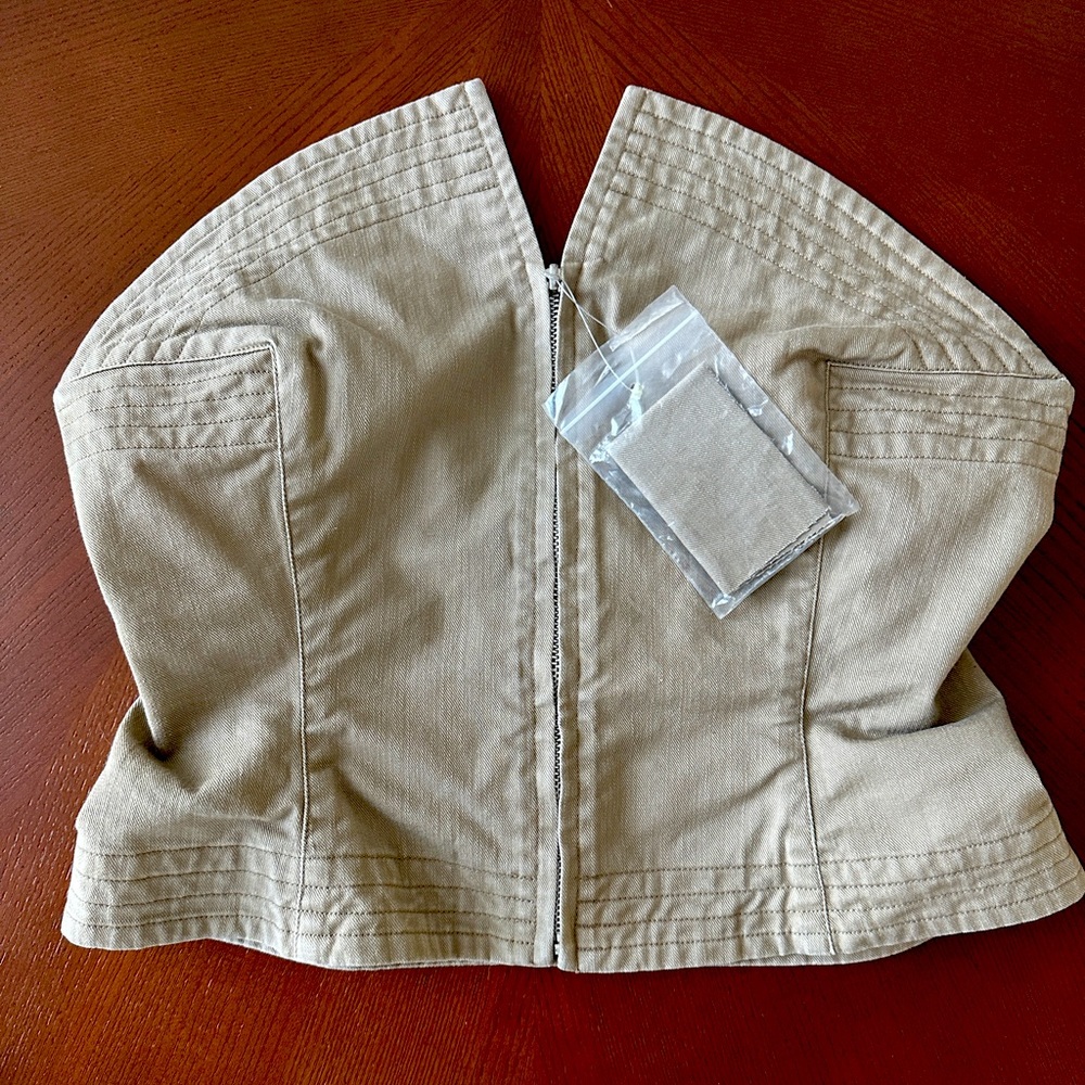 Early 2000s Y by Yohji Yamamoto beige denim bustier